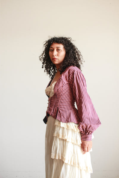 Antique Striped Long Sleeve Bodice