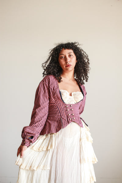 Antique Striped Long Sleeve Bodice