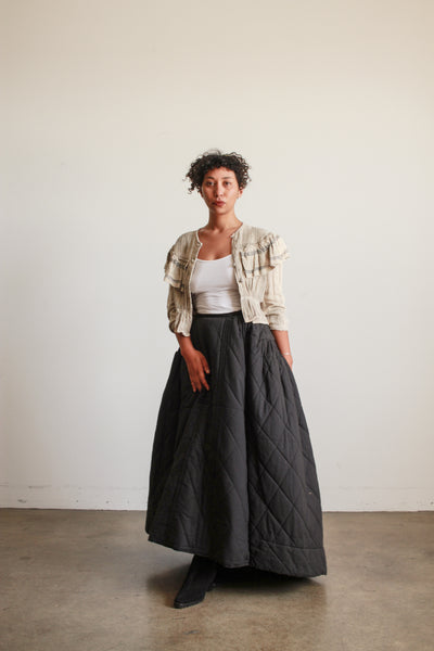 1900s Black Cotton Quilted Skirt