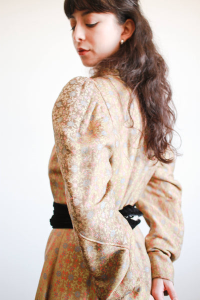 1930s Lamé Floral Embroidered Winter Coat