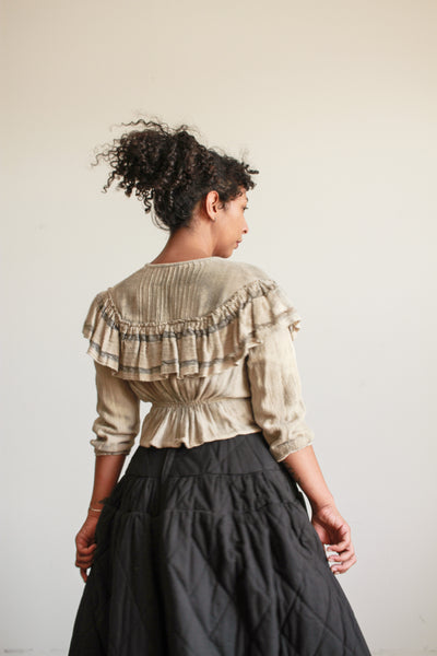 1900s Black Cotton Quilted Skirt