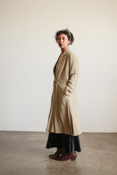 Edwardian Beige Woven Knit Riding Coat