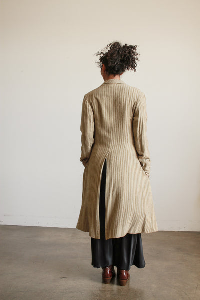 Edwardian Beige Woven Knit Riding Coat