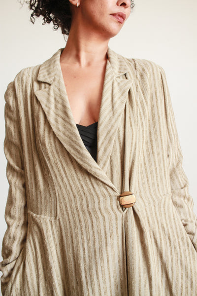 Edwardian Beige Woven Knit Riding Coat