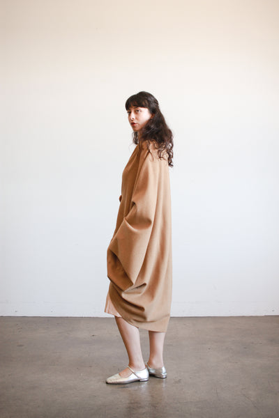 1970s Camel Wool Button Poncho