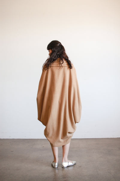 1970s Camel Wool Button Poncho