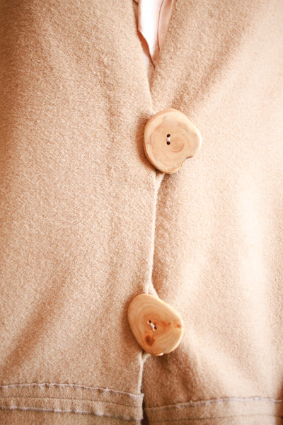 1970s Camel Wool Button Poncho