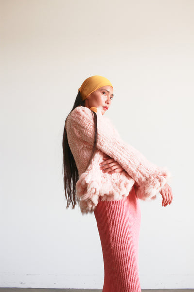 1950s Blush Pink Rabbit Fur Coat