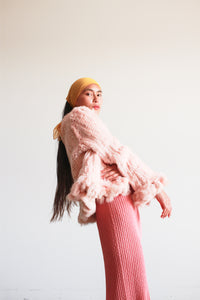 1950s Blush Pink Rabbit Fur Coat