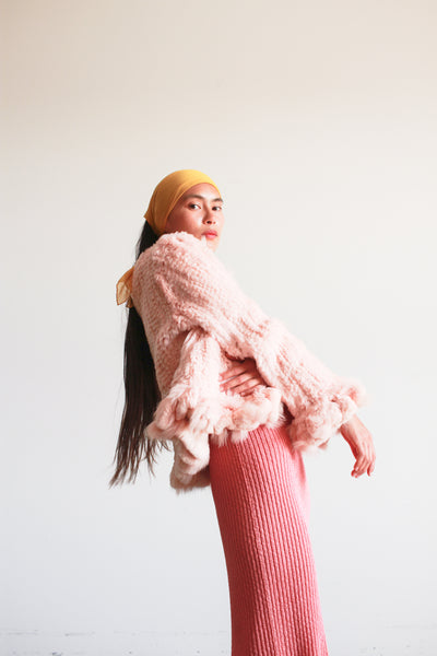 1950s Blush Pink Rabbit Fur Coat