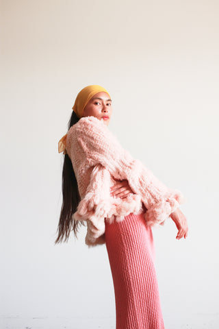 1950s Blush Pink Rabbit Fur Coat