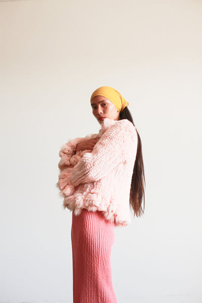 1950s Blush Pink Rabbit Fur Coat