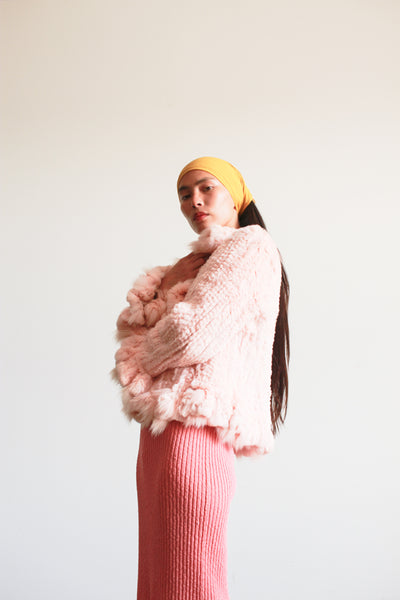 1950s Blush Pink Rabbit Fur Coat