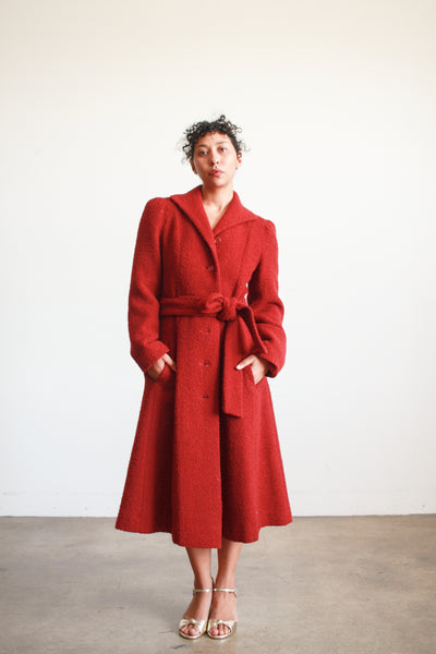 1970s Crimson Red Boucle Peacoat