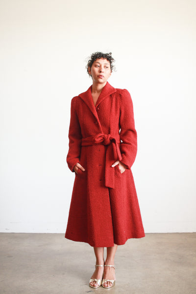 1970s Crimson Red Boucle Peacoat