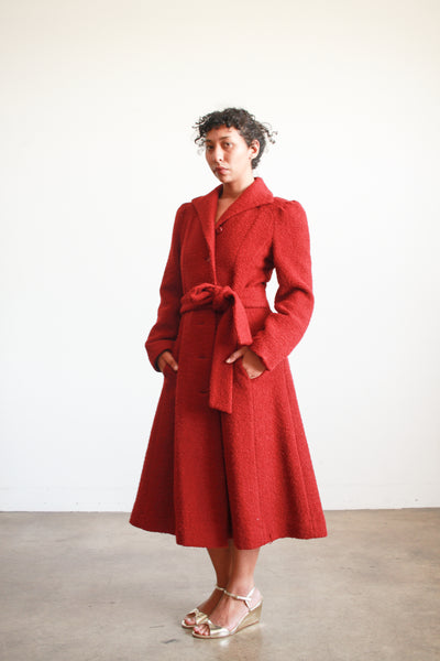 1970s Crimson Red Boucle Peacoat