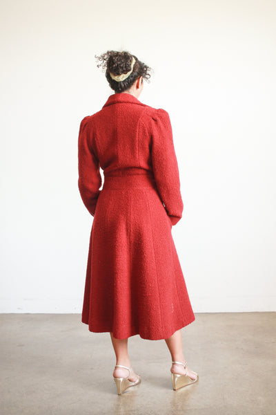 1970s Crimson Red Boucle Peacoat