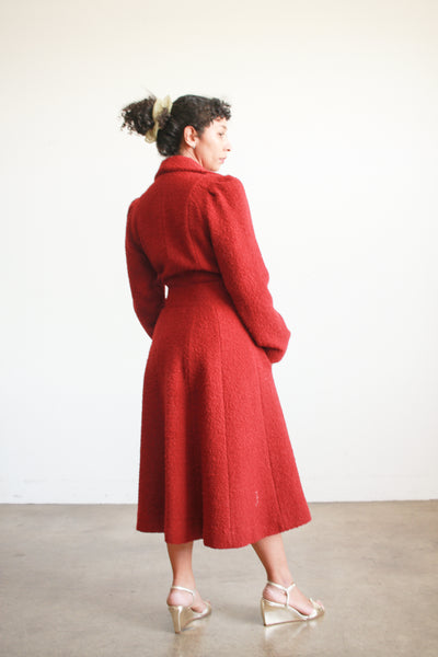 1970s Crimson Red Boucle Peacoat