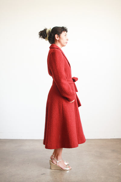 1970s Crimson Red Boucle Peacoat
