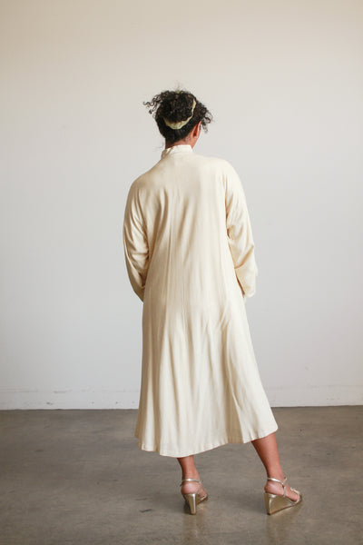 1950s Cream Silk Wool Long Coat