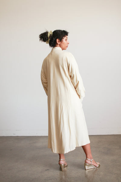1950s Cream Silk Wool Long Coat