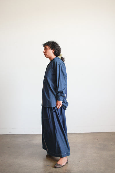 1980s Plantation Denim Long Sleeve Skirt Set
