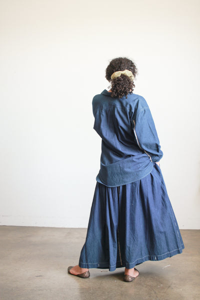1980s Plantation Denim Long Sleeve Skirt Set
