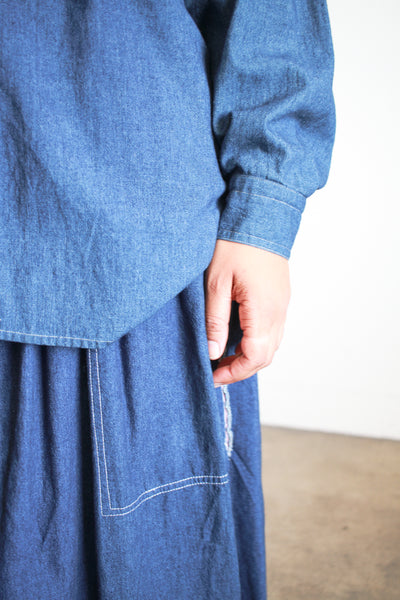 1980s Plantation Denim Long Sleeve Skirt Set