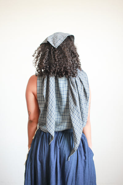 Vintage Blue Plaid Dickie Blouse Set