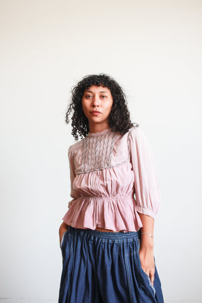 1900s Mauve Striped Cotton Knit Bodice