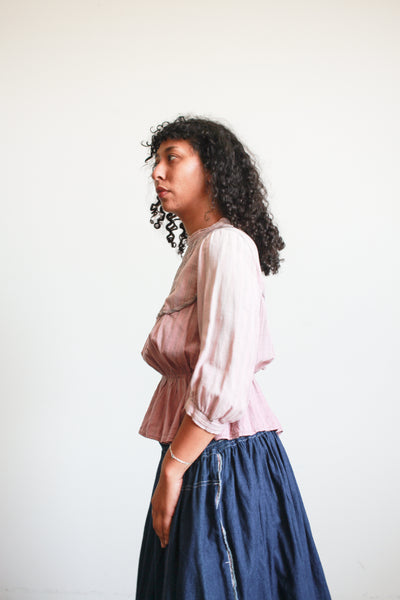 1900s Mauve Striped Cotton Knit Bodice