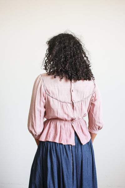 1900s Mauve Striped Cotton Knit Bodice