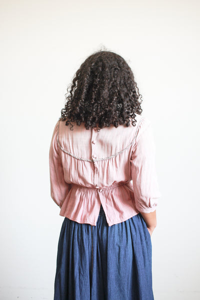 1900s Mauve Striped Cotton Knit Bodice