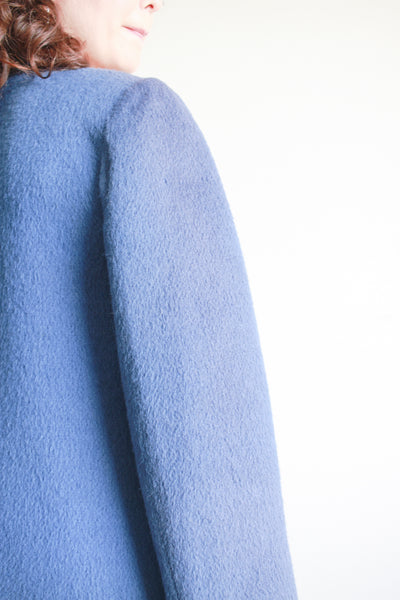 1960s Blue Wool Collarless Jacket