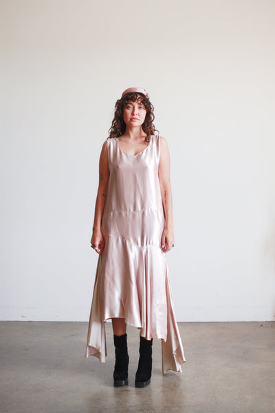 1920s Lilac Satin Drop Waist Dress