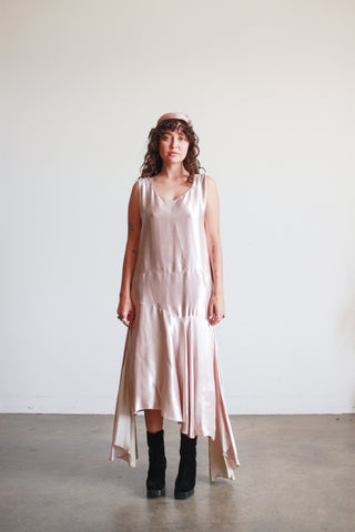 1920s Lilac Satin Drop Waist Dress