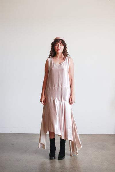 1920s Lilac Satin Drop Waist Dress