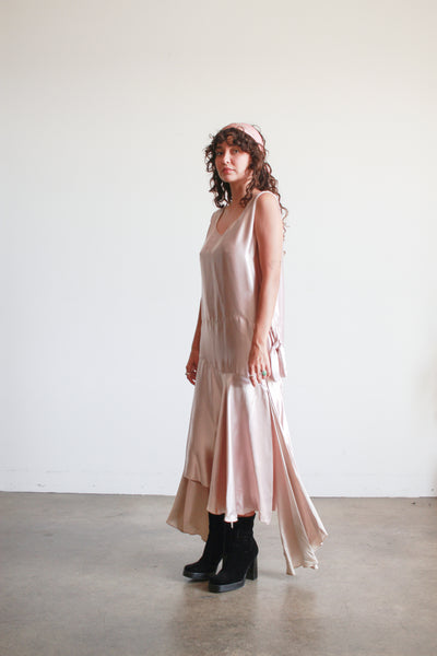 1920s Lilac Satin Drop Waist Dress