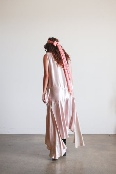 1920s Lilac Satin Drop Waist Dress