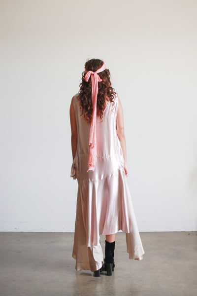 1920s Lilac Satin Drop Waist Dress