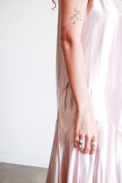 1920s Lilac Satin Drop Waist Dress