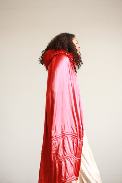 1920s Cherry Red Satin Opera Coat