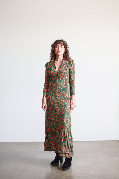 1970s Missoni Green Floral Maxi Dress