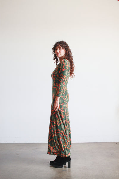 1970s Missoni Green Floral Maxi Dress