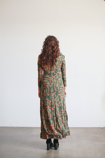 1970s Missoni Green Floral Maxi Dress