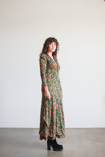1970s Missoni Green Floral Maxi Dress