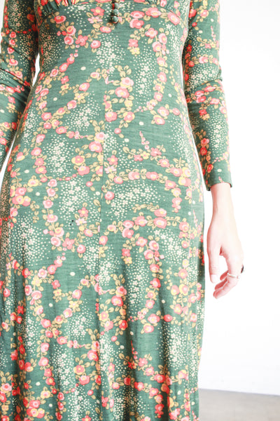 1970s Missoni Green Floral Maxi Dress