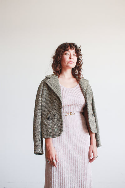 1950s Galanos Black Tweed Wool Jacket