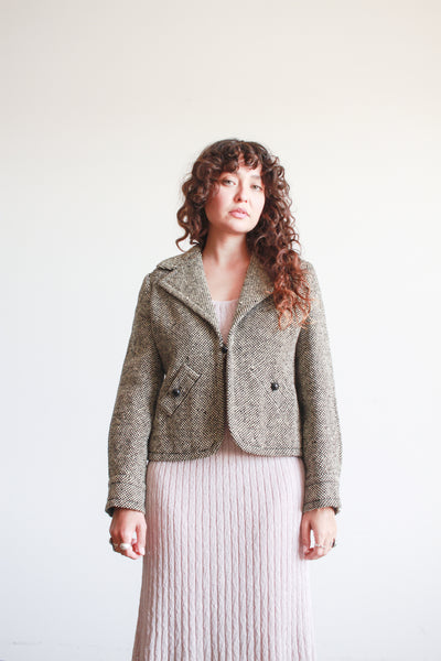 1950s Galanos Black Tweed Wool Jacket