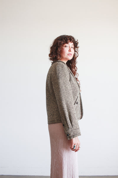 1950s Galanos Black Tweed Wool Jacket